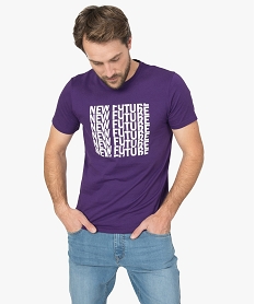 GEMO Tee-shirt homme avec inscriptions sur lavant Violet