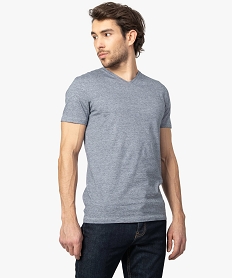 GEMO Tee-shirt homme à manches courtes et col V coupe slim Bleu