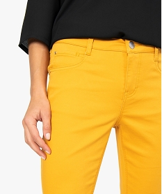 pantalon femme coupe slim en toile extensible jaune pantalonsA461401_2