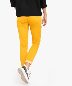 pantalon femme coupe slim en toile extensible jaune pantalonsA461401_3