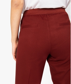 pantalon femme uni coupe ample avec taille elastiquee au dos brunA462501_2