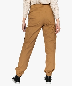 pantalon femme cargo a taille et chevilles elastiquees orange pantalonsA462901_3