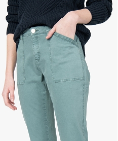 pantalon femme slim en coton stretch colore vert pantalonsA464501_2
