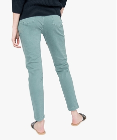 pantalon femme slim en coton stretch colore vert pantalonsA464501_3