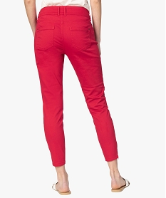 pantalon femme en toile unie avec bas zippe rougeA465001_3