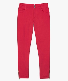 pantalon femme en toile unie avec bas zippe rougeA465001_4