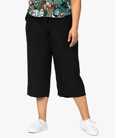pantalon femme grande taille en toile unie coupe ample noirA467101_1