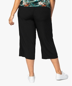 pantalon femme grande taille en toile unie coupe ample noirA467101_3