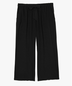 pantalon femme grande taille en toile unie coupe ample noir pantalonsA467101_4