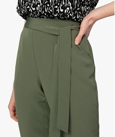 pantalon femme en toile longueur 78eme vert pantalonsA468301_2