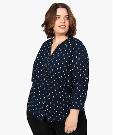 blouse femme grande taille imprimee a manches 34 imprime chemisiers et blousesA480801_1