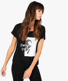 GEMO Tee-shirt femme loose imprimé Noir