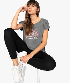 GEMO Tee-shirt femme loose imprimé Gris