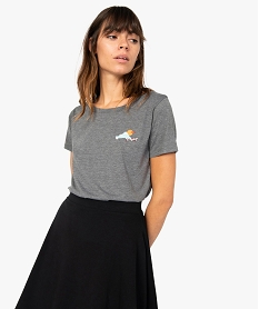 GEMO Tee-shirt femme imprimé coupe loose et dos long Gris