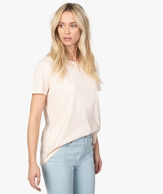 GEMO Tee-shirt femme à manches courtes avec dos plus long Beige