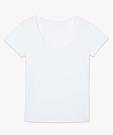 tee-shirt femme uni a col rond et manches courtes blancA516401_4