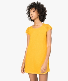 robe femme avec manches en dentelle contenant du coton bio jaune robesA527501_1