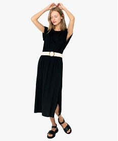 GEMO Robe femme loose à taille élastiquée Noir