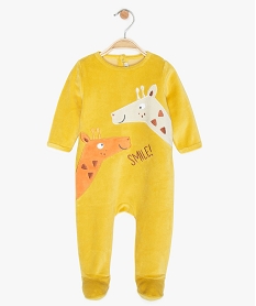 GEMO Pyjama bébé en velours motif girafe Jaune