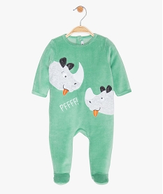 GEMO Pyjama bébé garçon en velours à motif rhinocéros Vert