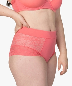 GEMO Culotte femme gainante taille mi-haute avec dentelle Rose