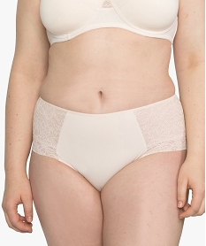 GEMO Culotte femme gainante en dentelle et microfibre Beige