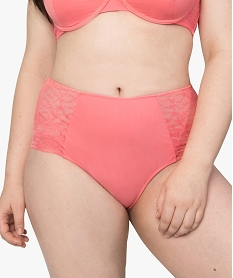 GEMO Culotte femme gainante en dentelle et microfibre Rose