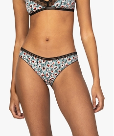 GEMO Culotte femme en microfibre imprimée avec dentelle au dos Imprimé