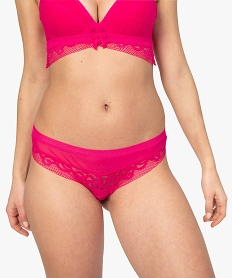 GEMO Culotte femme en tulle et dentelle Rose