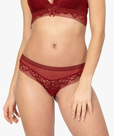 GEMO Culotte femme en tulle et dentelle Brun