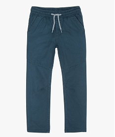 GEMO Pantalon garçon avec taille élastiquée et surpiqûres Bleu