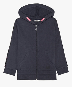 GEMO Sweat fille zippé à capuche imprimé Gris