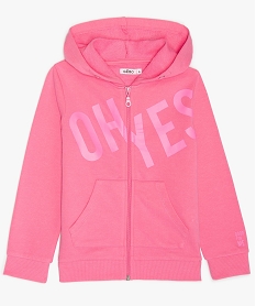 GEMO Sweat fille zippé à capuche imprimé Rose