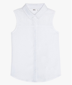 GEMO Chemise fille sans manches avec empiècement dentelle Blanc