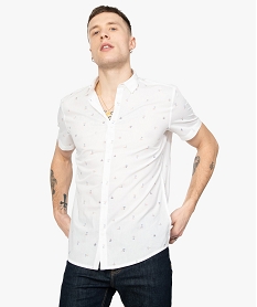 chemise homme imprimee all over a manches courtes blanc chemise manches courtesA799601_1