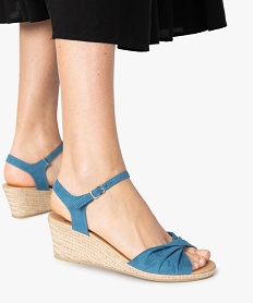 sandales femme a talon compense en corde bleu sandales a talonA825401_1