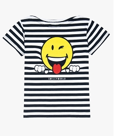 tee-shirt fille a rayures et motif sur lavant - smileyworld imprime tee-shirtsA859901_1