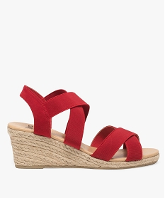 sandales femme unies a talon compense et brides elastiques rouge standard sandales a talonA860801_3