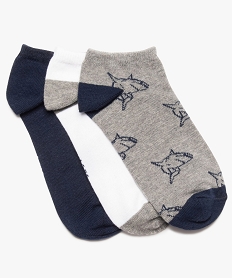 chaussettes garcon tige courte a motifs requin (lot de 3) blanc chaussettesA864001_1