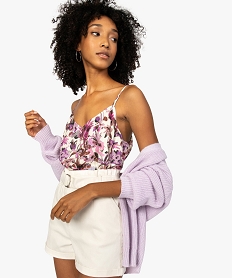 GEMO Blouse femme à fines bretelles et motif floral Imprimé