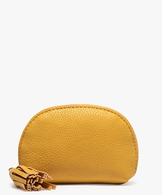 GEMO Porte-monnaie femme forme demi-lune avec pompon Jaune