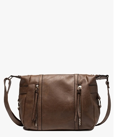 sac femme forme besace avec zips decoratifs marron standardA959701_1