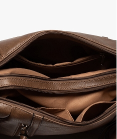 sac femme forme besace avec zips decoratifs marron standardA959701_3