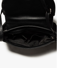 sac femme forme besace avec rabat zippe et pompons noirA962001_3