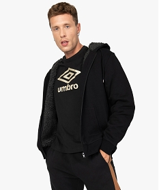 GEMO Sweat homme zippé à capuche avec doublure sherpa Noir