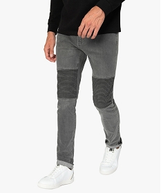 GEMO Jean homme coupe slim avec surpiqûres sur les cuisses Gris