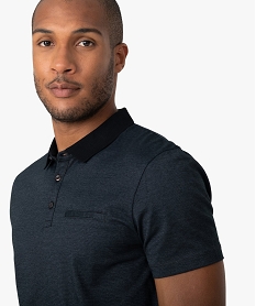 polo homme a manches courtes a fines rayures noirA979801_2