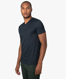 GEMO Tee-shirt homme à manches courtes et col V coupe slim Noir