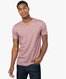 GEMO Tee-shirt homme à manches courtes et col V coupe slim Rouge