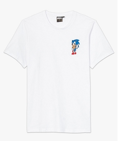 GEMO Tee-shirt homme avec motif brodé sur la poitrine - Sonic Blanc